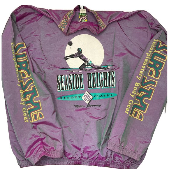 Vintage Surf Style Jacket 90s Volleyball Seaside Heights Resort New Jersey O/S - Picture 1 of 9